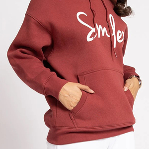 Sudadera con capucha al por mayor para mujer, de algodón de calidad, color liso, personalizada, fabricada en fábrica, sudaderas con capucha para damas - Product Image 3