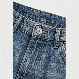 Jean en denim délavé coupe droite pour homme, taille haute, coupe régulière, en coton, style décontracté, pantalon d'automne - Product Image 4
