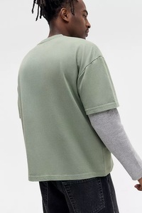 เสื้อยืดแขนยาวลายพรางสองชั้น ยูนิเซ็กส์ สีพื้น แขนยาว ผ้าฝ้าย 100% สไตล์ลำลอง ทรงโอเวอร์ไซส์ เสื้อสตรีทแวร์ - Product Image 5