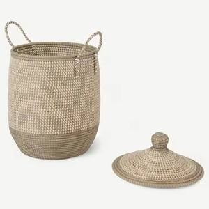 Paniers en jonc de mer et jacinthe d'eau écologiques, souples, de couleur naturelle ou personnalisée, ronds, rectangulaires ou carrés, pour vêtements - Product Image 3