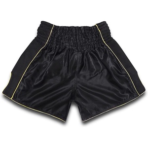 Unisex Boxing Shorts Black Satin Polyester Breathable Mesh Side Panels Yellow Trim Adult Sports Wear - Product Image 6