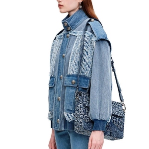 Veste courte en jean décontractée pour femme, automne/hiver, avec perles et clous, vêtements pour femme - Product Image 4