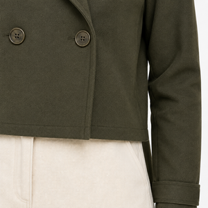 Chaqueta Corta Casual Personalizada para Mujer, Estilo Gabardina, Cierre de Botón, Mangas Largas, Tela de Forro Polar, Resistente al Viento y Transpirable - Product Image 3