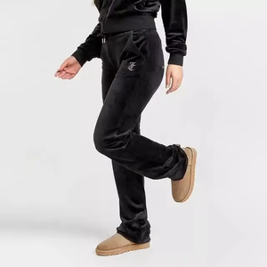 Vêtements pour femmes, hauts à manches longues d'automne avec pantalon, vêtements de détente à capuche avec fermeture éclair et poches, vêtements chauds en velours pour femmes, costumes - Product Image 3
