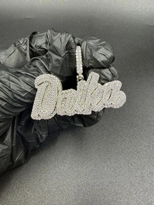Colgante de Plata 925 con Letra Daika, Moissanita, Cristal y Microincrustaciones de Diamantes de Imitación, Estilo Hiphop, Unisex, Amuleto de Moda - Product Image 1
