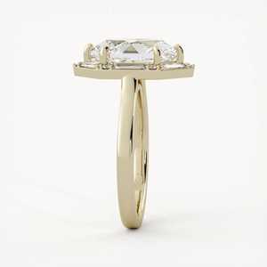 Anillo de Compromiso con Diamante Cultivado en Laboratorio, Corte Duquesa, Anillo de Boda Moderno y Único con Halo de Diamantes Baguette, Joyería de Lujo en Oro Sólido de 14K y 18K - Product Image 3