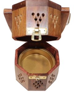 Charcoal Bakhoor <b>Burner</b> Hand-Made Sandalwood Incense <b>Burner</b> With Floral Inlay Design Aromatic Home Decor All-Season Use Holder - Product Image 4