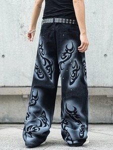 Pantalones Vaqueros Anchos Vintage Desgastados con Agujeros para Hombre y Mujer, Estilo Urbano Holgado con Aberturas de Agujeros Rotos - Product Image 2