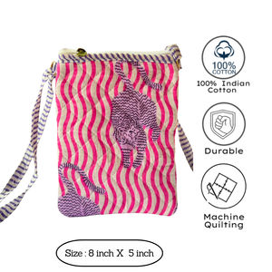 Sac bandoulière matelassé en coton pur, imprimé tigre de Jaipur fait main, avec fermeture éclair et sangle réglable, idéal pour les voyages et comme cadeau - Product Image 3