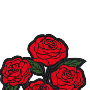 Premium Custom Embroidered <b>Patches</b> Red Rose Floral Design Lightweight <b>Sew</b> <b>On</b> Handcrafted Badge For Clothing - Product Image 6