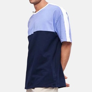 T-shirts pour hommes de style streetwear, col rond, en coton respirant, design personnalisé OEM, couleurs contrastées, grandes tailles - Product Image 3