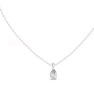 Colgante de diamante solitario en forma de pera cultivado en laboratorio, elaborado de forma responsable, con cadena de cable y oro amarillo sostenible. - Product Image 1