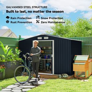 Casetta da Giardino in Metallo Grigio Scuro 9FT X 6FT, Facile da Montare, con Kit di Fondamenta, Telaio in Lega per Attrezzi e Mobili da Giardino - Product Image 4