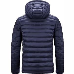 Men Hooded Long Puffer Jacket Standard Warm Lightweight <b>Windproof</b> Spring Embroidery Outerwear for Outdoor and Casual Wear - Product Image 2