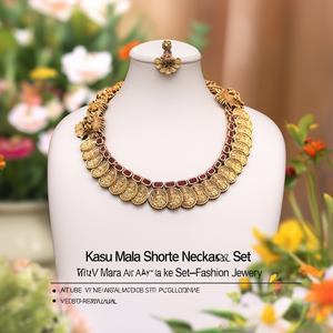 Kasu Mala Short Matte Necklace Set-Fashion Jewelry - Product Image 3