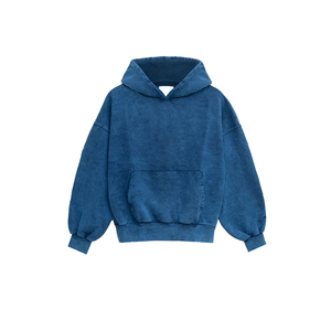 เสื้อฮู้ดดี้สไตล์สตรีททันสมัยสำหรับผู้ชาย แบบปรับแต่งได้ ล้างสีแบบแอซิดวอช เนื้อผ้ามีเท็กซ์เจอร์ สวมใส่สบาย ตะเข็บทนทาน ดีไซน์มีสไตล์ - Product Image 2