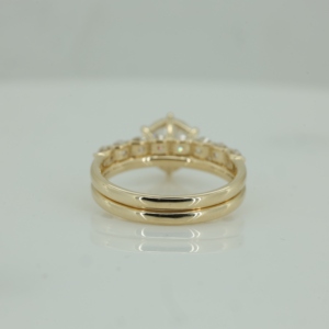 S925 Round Cut Moissanite <b>Sterling</b> <b>Silver</b> Vintage Wedding Bridal 3.00 Ct Band <b>Set</b> <b>Ring</b> Gold Plated - Product Image 2