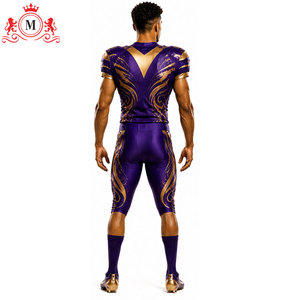Tenue complète de football américain pour homme adulte en polyester respirant, sublimation or violet, avec détection par aiguille - Product Image 4