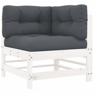 Sofá Esquinero Modular Mediano de Madera de Pino Sólido Blanco para Patio - Product Image 2
