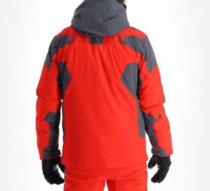 Men's Red Gray Color Blocked Ski Jacket With Hood Waterproof Windproof Breathable Synthetic Insulated Gore-<b>Tex</b> Zipper Closure - Product Image 4