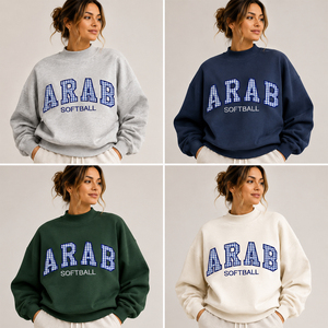 Sweat-shirt à col rond surdimensionné pour femme Wildcat Baseball, design brodé avec lettres, en polaire, vêtement décontracté - Product Image 5