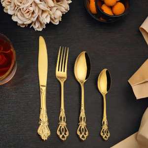 Juego de Cubiertos de Acero Inoxidable Dorado de Lujo, Juego de 24 Piezas para Cena, Juego de Tenedores, Cucharas y Cuchillos con Estuche de Almacenamiento, Juego de Vajilla - Product Image 2