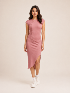 Robe midi asymétrique sans manches en tissu uni, coupe décontractée, toutes saisons, Boohoo - Product Image 5