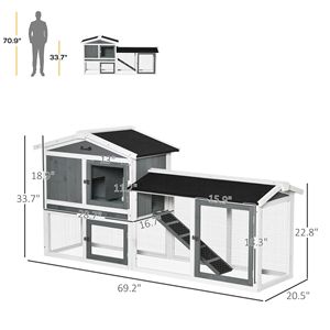Gabbia per Conigli XXL in Legno con Vassoio e Rampa per Razze Medie - Cuccia Bianca per Piccoli Animali - Product Image 3