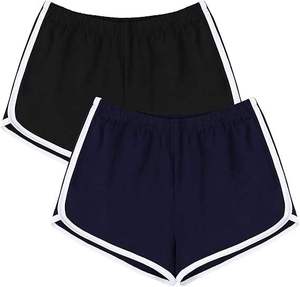 Shorts de sport pour femmes, taille mi-haute, élastique, en polyester tricoté, séchage rapide, couleur unie, coupe classique, jupes courtes - Product Image 3