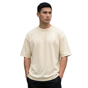 T-shirt oversize délavé en coton et polyester, manches courtes, col rond, coupe carrée, style streetwear décontracté, été - Product Image 3