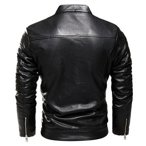 Blouson Bomber en Toile Noir pour Homme, Coupe Slim, Col Montant, en Cuir Véritable de Poisson, Blousons en Cuir Premium en Couleurs Marron - Product Image 2