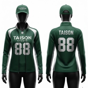 Chaqueta de Entrenamiento de Fútbol Americano Unisex, Forro Polar Premium de 280 GSM, Verde y Blanco Sólido, con Capucha, Logotipo Personalizado con Transferencia Térmica Frontal - Product Image 1