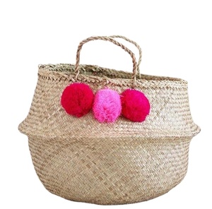 Hermosamente Hecho a Mano, NUEVO! Cesta grande de mimbre marino - Cesta de lavandería con acabado metálico, caja de juguetes para niños, para bebé recién nacido - Product Image 1