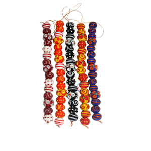 ลูกปัดแก้วแฮนด์เมดทรงกลมขนาด 16×18 มม. |   ลูกปัดตกแต่งแฟนซีหลากสีสำหรับสร้อยข้อมือและงานฝีมือ |   เส้นใยขนาด 8 นิ้ว - Product Image 1