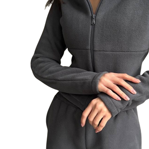 <b>Women</b> Fleece Full Zip Tracksuit Set Stand Collar Jacket Wide Leg Trousers Relaxed Fit Casual Winter Two Piece <b>Lounge</b> Outfit - Product Image 6