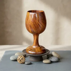 Copa de Madera Hecha a Mano, Vaso de Madera Natural, Taza Rústica Reutilizable, Vaso de Madera para Bebidas, Utensilios de Cocina - Product Image 2