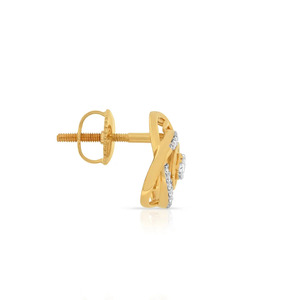 ต่างหูเพชรทรงวงโค้งสีทอง - Product Image 3