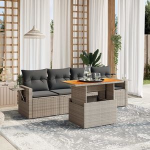Juego de sofá de jardín de ratán PE gris modular grande Colección de muebles modulares de exterior Premium - Product Image 1