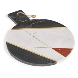 Tabla de Cortar de Mármol Blanca y Negra para Cocina y Mesa, Estilo Clásico, Tabla de Carnicero y Bloque de Cortar - Product Image 5