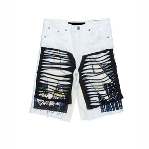 กางเกงยีนส์ขาสั้นผู้ชายลำลองสไตล์วินเทจผ้าฝ้ายฟอกทรงหลวมใส่สบายแฟชั่นประจำวันขายส่ง - Product Image 1