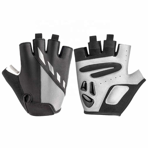 Gants de cyclisme style vintage avec paume rembourrée, pour course, hiver, demi-doigts, imperméables, compatibles écran tactile, polyester, nylon - Product Image 1