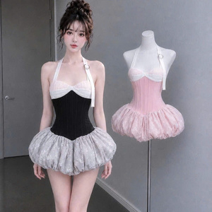 Robes de princesse plissées en dentelle pour femmes, taille naturelle, coupe ajustée, sans bretelles, en mousseline, décontractées, lavables, prix d'usine, personnalisables - Product Image 3