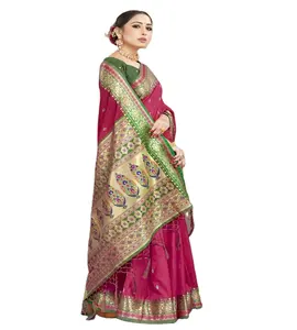 Designer Indiase Zijde Fancy Saree Rijke Uitziende Zijde Saree Groothandelaar Dames Dragen Saree Voor Zomer Seizoenen Speciale Print Sari