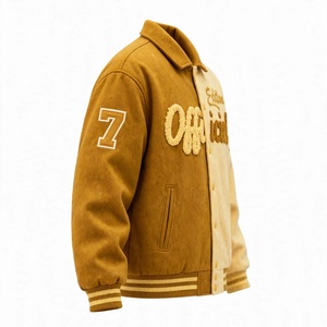 Wholesale <b>Men</b> Autumn <b>Short</b> Stitched <b>Jacket</b> Brown Texture Retro Collar Sporty Style Single Button Fashion Outerwear Apparel - Product Image 4