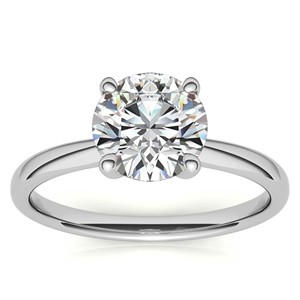 Anillo de compromiso de moissanita de 1 quilate con corte brillante redondo, anillo solitario de boda, anillo llamativo de oro blanco macizo de 14K - Product Image 1