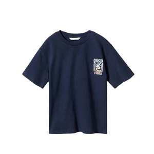 Camiseta bordada en blanco para niños, ropa con estampado personalizado, 100% algodón, con logotipo personalizado, novedad - Product Image 1