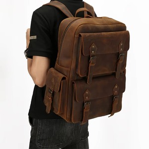 Water Resistant Genuine Leather Laptop <b>Backpack</b> Anti-Theft Vintage Travel Rucksack Leather Bag LBP-0457 - Product Image 3