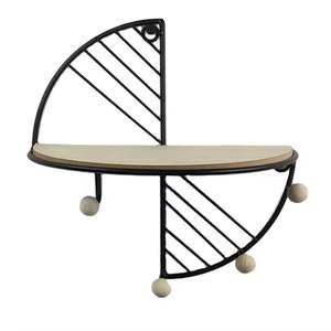 Modern Wall <b>Shelf</b> Wooden Double Tier Metal Frame Floating <b>Shelves</b> Gold Bracket Display Rack Home Organizer - Product Image 6