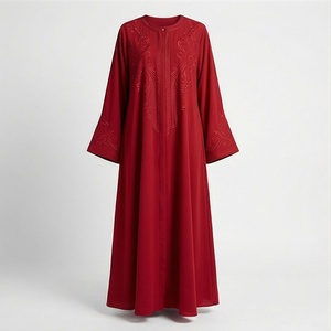2025 OEM Kimono Abaya pour femmes musulmanes, en tissu polyester épais, doux et très extensible, col en V, manches longues, pour fêtes, Ramadan, mariages - Product Image 1