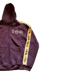 Iota marron conique 100% coton tricoté survêtement veste Université Logo fraternité Anti-rétrécissement grande taille à capuche pour hommes imprimé - Product Image 5